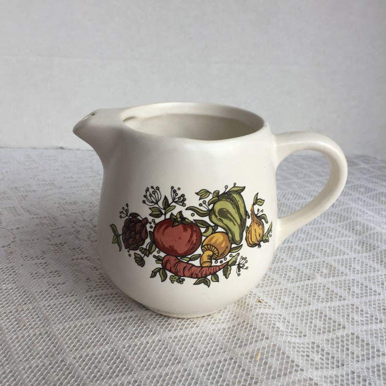 Vintage McCoy Spice Delight Pattern / White Pottery Creamer / Made in USA image 1