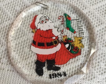 Vintage Plastic Santa Claus Christmas Ornament 1984 Made in USA