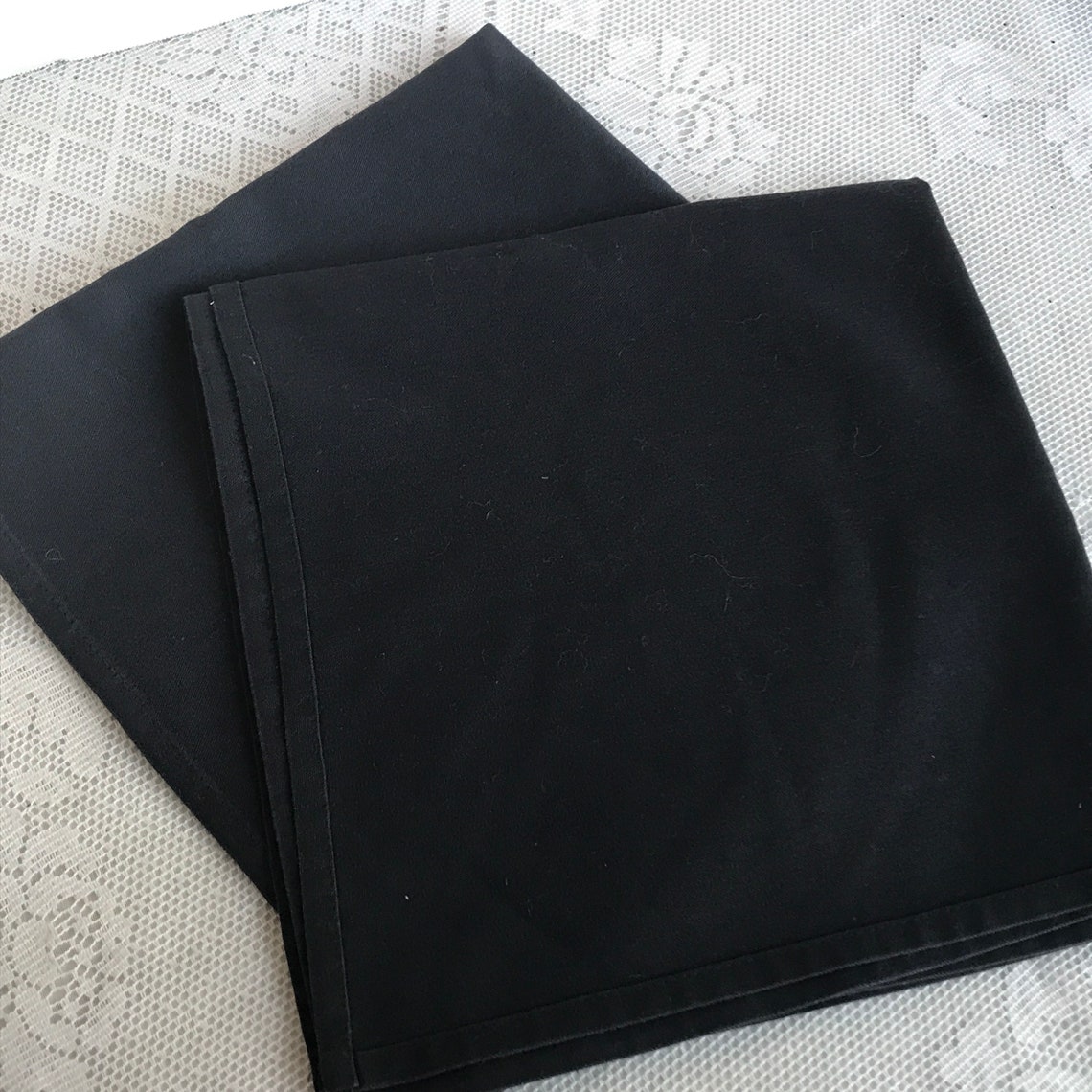Black Cloth Napkin Set of Two / Vintage Square Dinner Napkins - Etsy ...