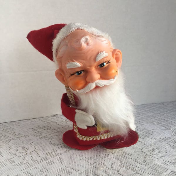 Sale Vintage Santa Claus /  Plastic and Felt Christmas Decoration Made in Japan