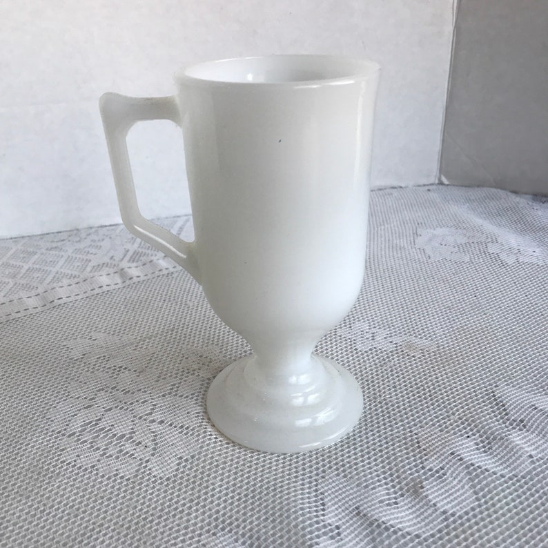 Vintage Milk Glass Irish Coffee Mug / Pedestal Coffee Cup From Etsy