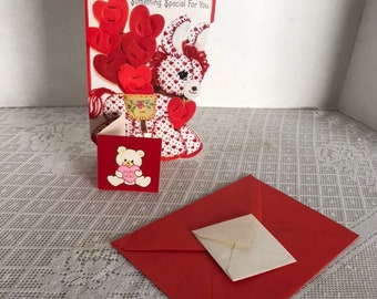 Vintage Valentine's Day Cards and Envelopes for Kids by Hallmark / Donkey Money Card / Teddy Bear Gift Tag