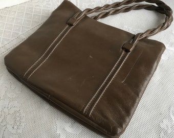 Vintage Brown Purse / Small Handbag with Braided Handle