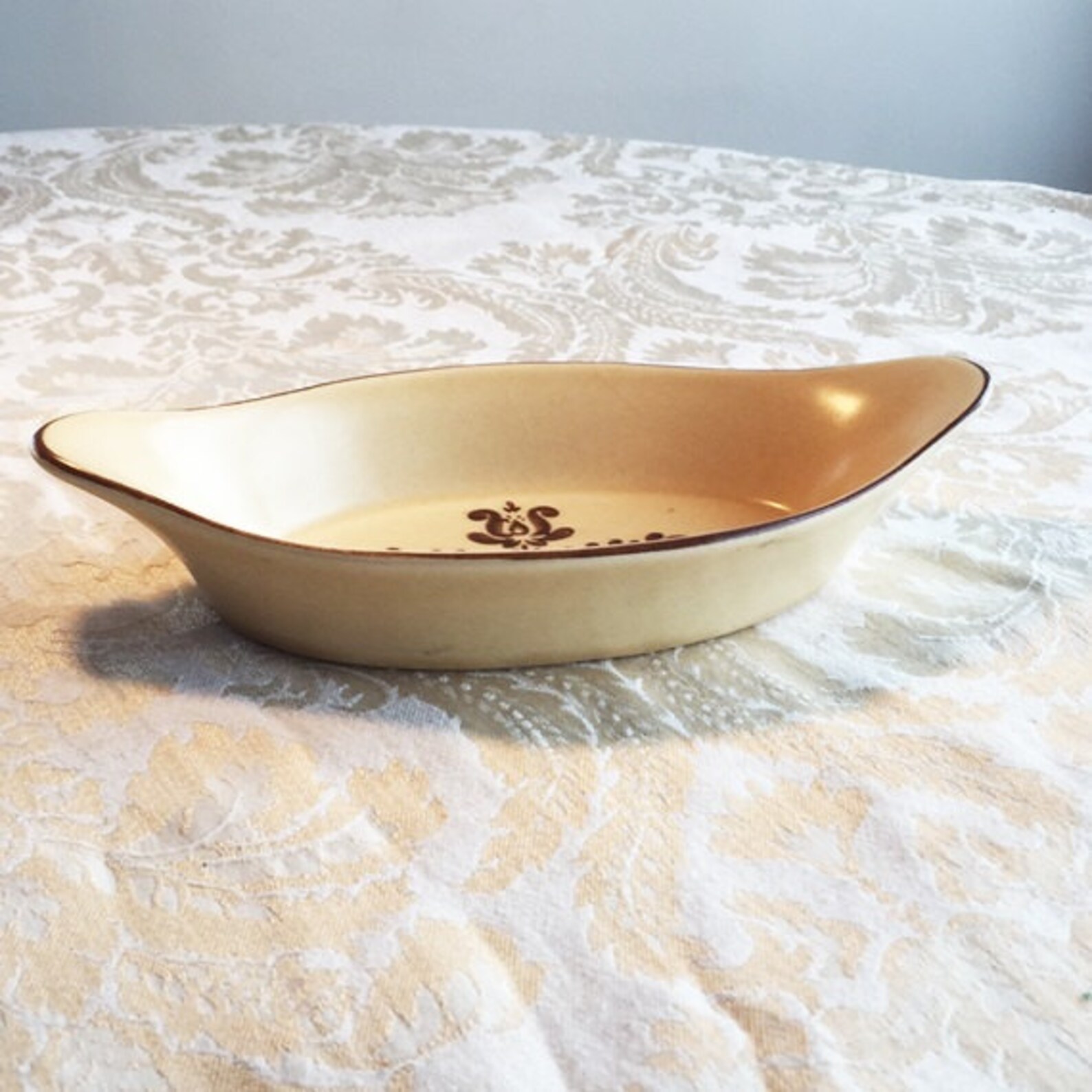 Vintage Village Pfaltzgraff Au Gratin Dish Brown Tulip Pottery Etsy