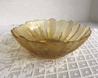 Yellow Amber Glass Daisy Shaped Bowl