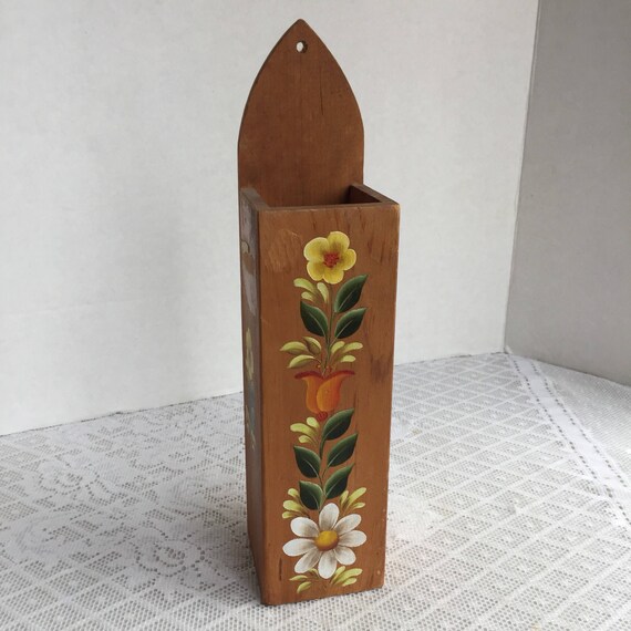 Sale Vintage Wooden Match Box / Wooden Box With Handpainted Etsy