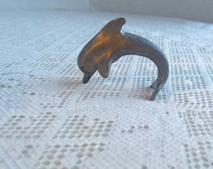 Vintage Pewter Dolphin Figurine / Collectible Miniature Dolphin Etsy