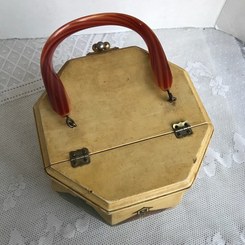 Sale Vintage Wooden Purse or Hand Bag / Wooden Sewing Case Etsy