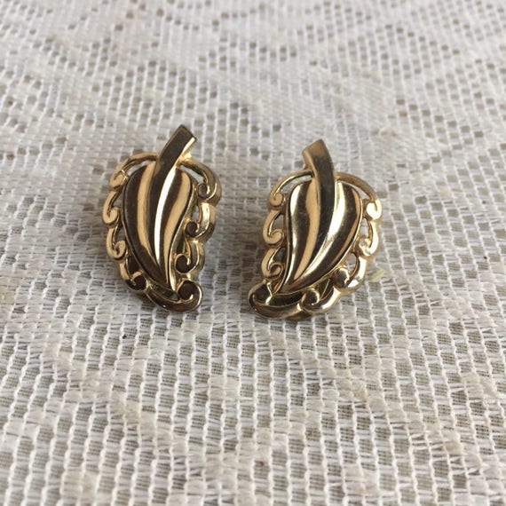 Vintage Barclay Clip On Earrings / Vintage Leaf S… - image 8