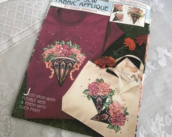 Vintage Fabric Applique by Daisy Kingdom / Chrysanthemum Flower Applique / Iron On Uncut Applique
