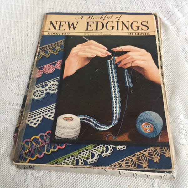 SaleA Bookful of New Edgings Pattern Book  / Vintage 1937 How To Lace Making Magazine