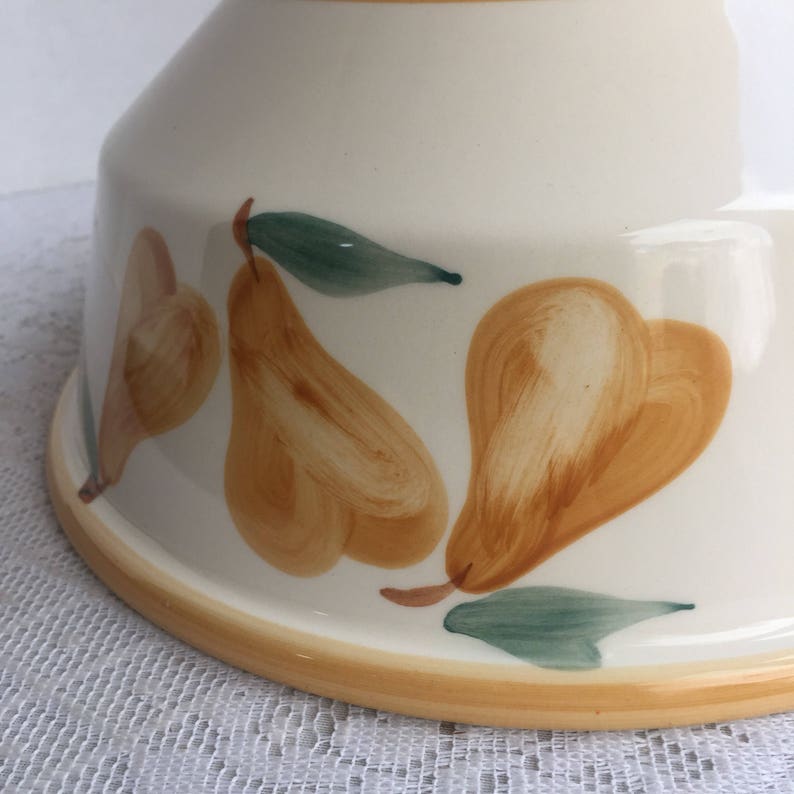 Pear Serving Bowl  Vintage Ceramic Hand Painted Bowl  Made in Portugal