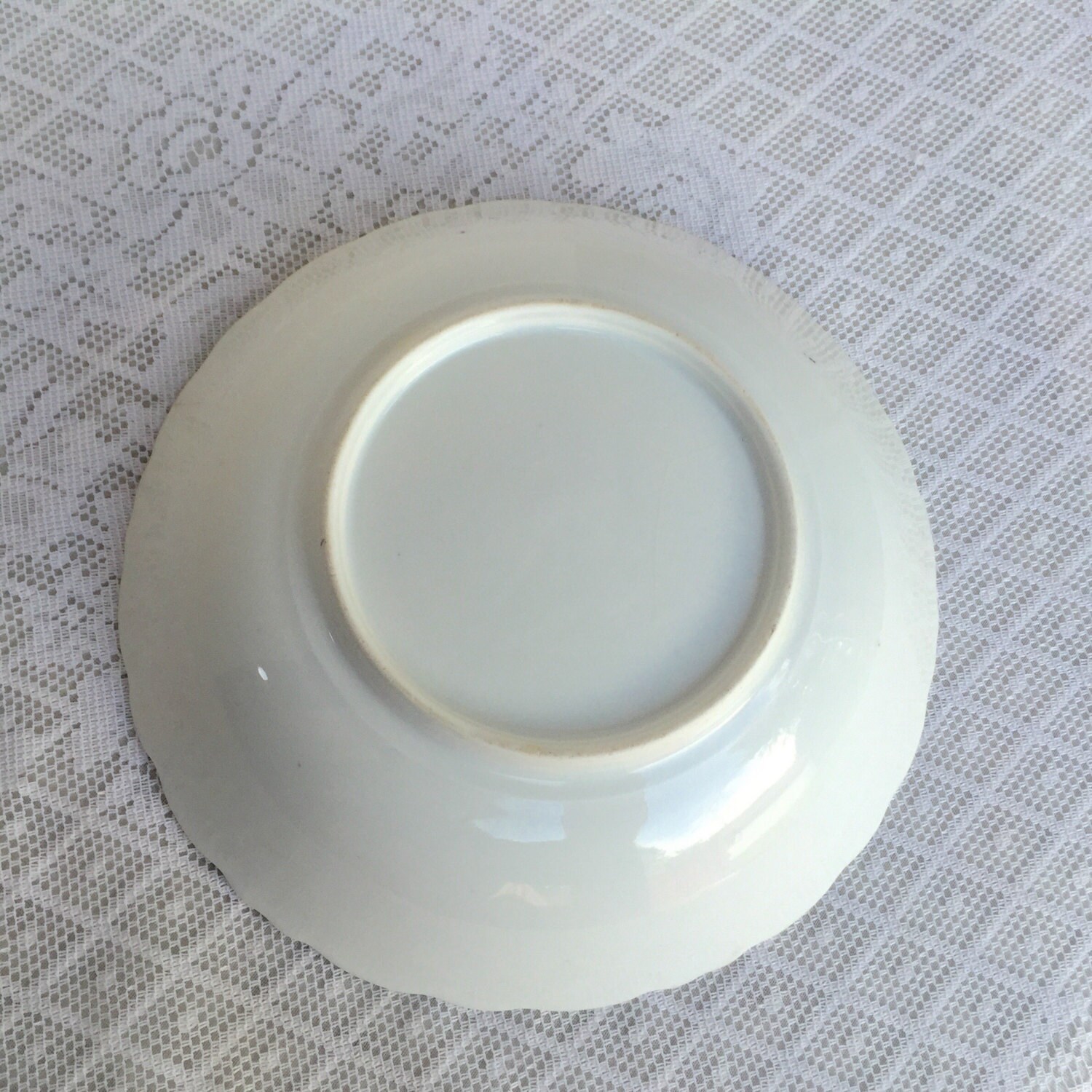 Vintage White Ceramic Serving Bowl Pink and Green Rose Pattern Etsy