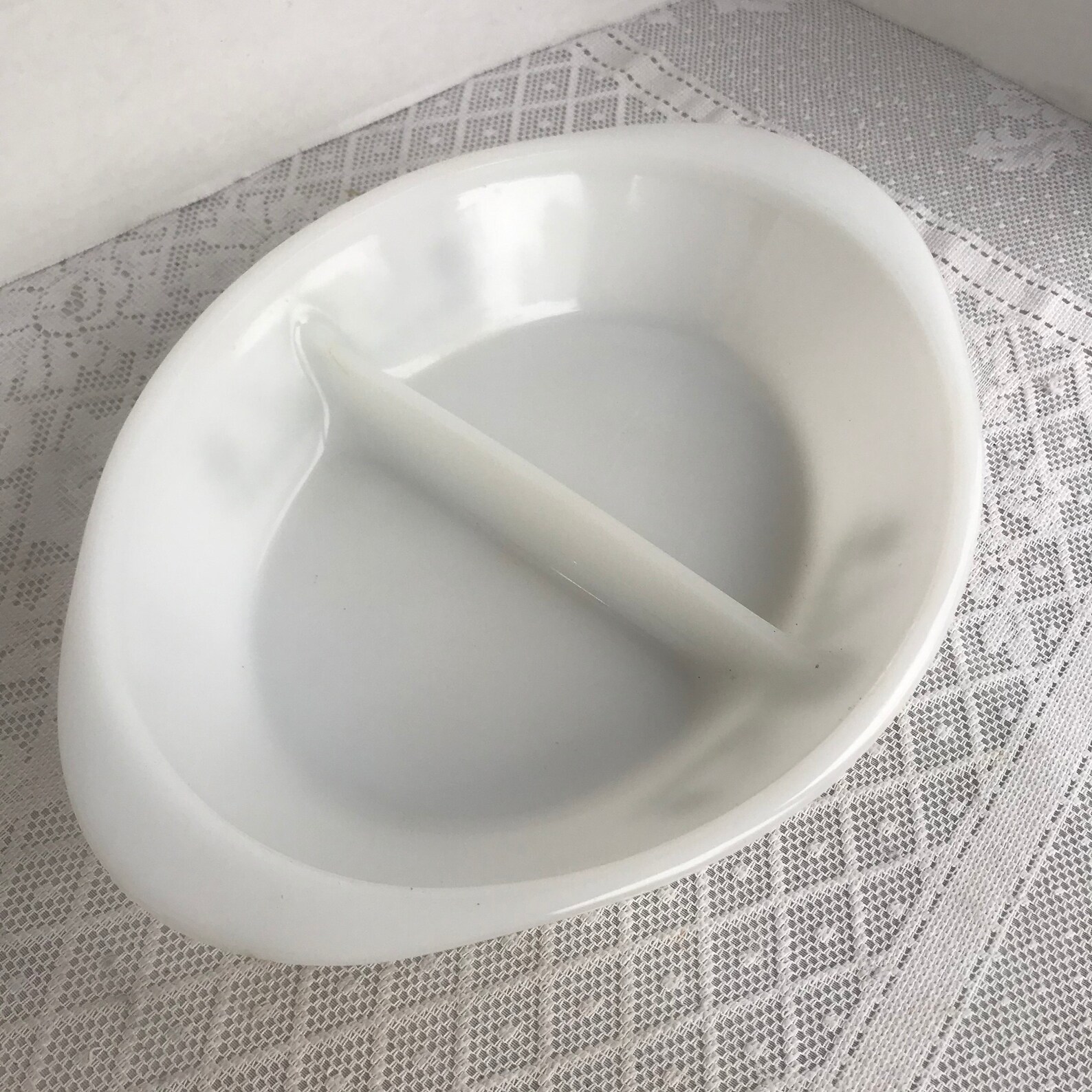 Vintage Glasbake Divided Casserole Dish / Green Daisy Glass Etsy