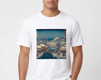 Organic Cotton Hiroshige Snow T-Shirt, Japanese Ukiyo-e Street Art Tee