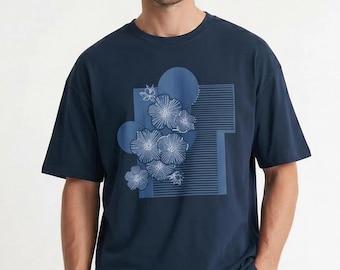 Organic Cotton Japandi Sakura T-Shirt, Vintage Japanese Art Print Tee