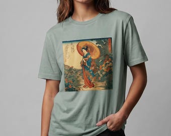 Organic CottonJapanese Ukiyo-e Art Kimono T-Shirt – Vintage Edo Style Streetwear Tee