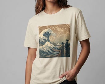 Organic Cotton Hokusai Wave Shirt | Japanese Art Ukiyo-e Tee, Unisex Gift For Japan Lover