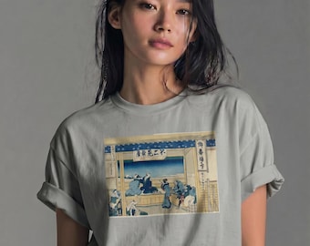 Organic Cotton Hokusai Fuji T-Shirt, Yoshida Tokaido Ukiyo-e Art Tee