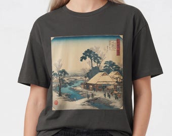 Organic CottonHiroshige Ukiyo-e T-Shirt, Vintage Japanese Street Art Tee, Unisex Gift for Japan Lover