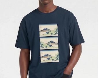 Organic Cotton Hokusai Mount Fuji Ukiyo-e T-Shirt, Japanese Art Graphic Tee