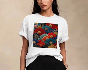 Organic Cotton Japanese Kamon T-Shirt, Vintage Art Tee, Unisex Streetwear
