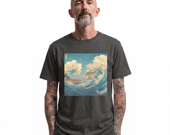 Organic Cotton Hokusai Wave Koi Shirt | Japanese Ukiyo-e Art Graphic Tee