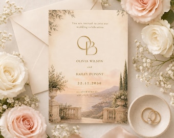 Elegant Coastal Wedding Invitation Template