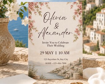 Romantic Coastal Wedding Invitation