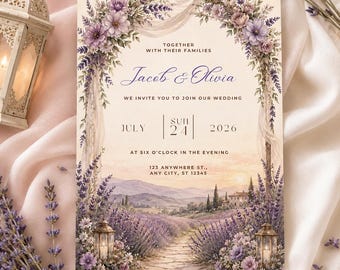 Lavender Wedding Invitation | Editable Digital Download