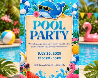 Whale Pool Party Invitation