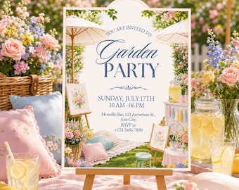 Garden Party Invitation Template | Editable Digital Download