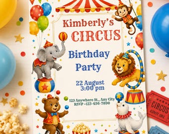 Circus Birthday Invitation | Editable Digital Download