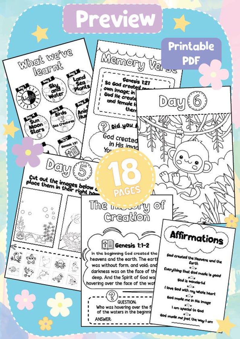 Creation Story Activity Pack for Kids Ages 5–8 - Etsy UK