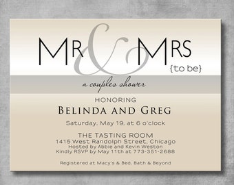 Printable Couples Shower Invitation - Modern - Mr & Mrs - Bridal Shower Invite - Customizable - Digital - DIY