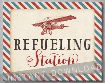 Refueling Station Sign 8x10 Inches Vintage Airplane | Etsy