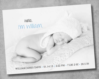 Photo Birth Announcement - Baby Announcement - PRINTABLE - CUSTOMIZABLE - DIY