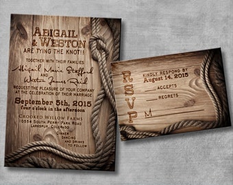 Rustic Wedding Invitation with matching response card - DIY - Printable - Customizable - Western - Country