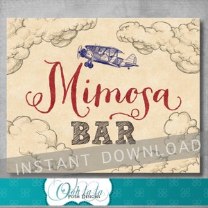 Mimosa Bar Sign - 8x10 pouces - Anniversaire d'avion vintage - Baby Shower - Drink Sign - Boy - Digital - Imprimable - INSTANT DOWNLOAD