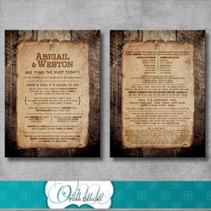 Rustikales Hochzeitsprogramm - Spaß am Text - anpassbar - DIY - druckbar - 6 &quot;x 8&quot; - Western