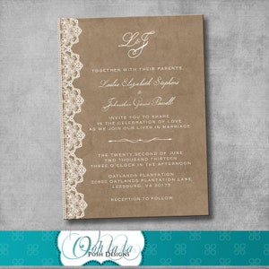 Hochzeitseinladung - Vintage Rustikal Viktorianisch - Digitale Dateien - Printable - Individuell Anpassbar - DIY