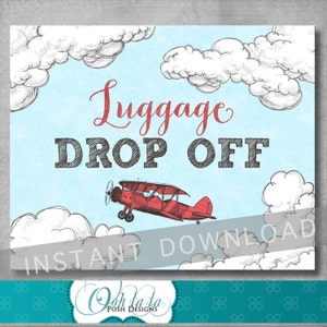Sinal de entrega de bagagem - 8 x 10 polegadas - Chá de bebê de avião vintage - Aniversário - Sinal de mesa de presente - Digital - Para impressão - DOWNLOAD INSTANTÂNEO