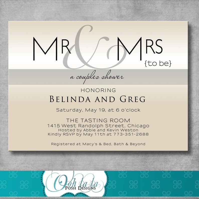 Printable Couples Shower Invitation Modern Mr & Mrs | Etsy