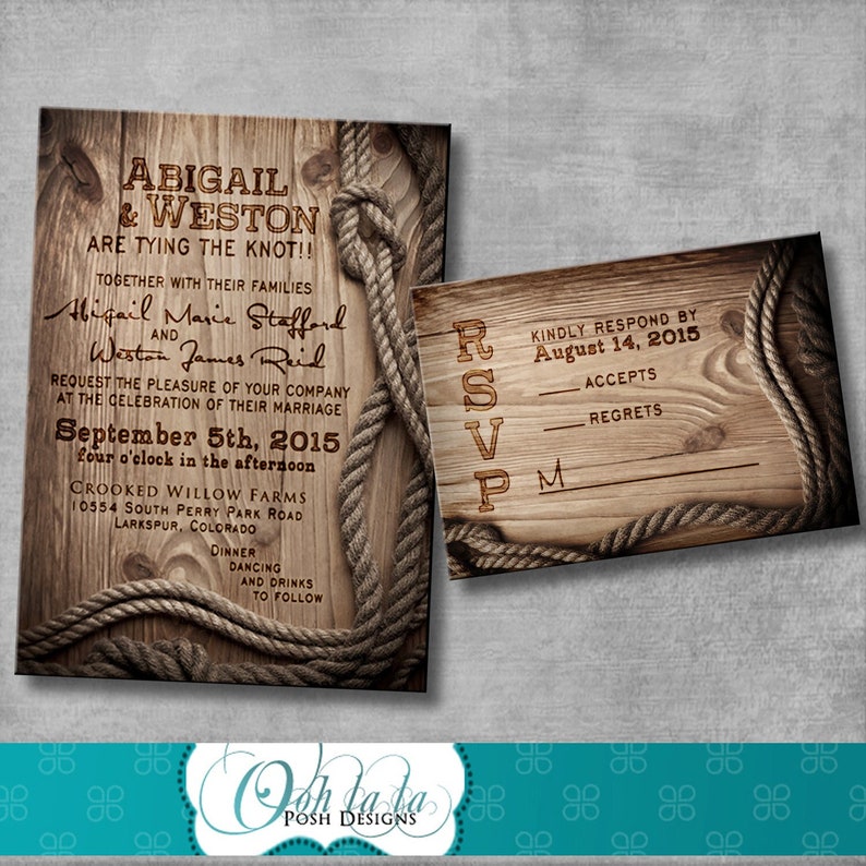 Rustic Wedding Invitation with matching response card - DIY - Printable - Customizable - Western - Country 