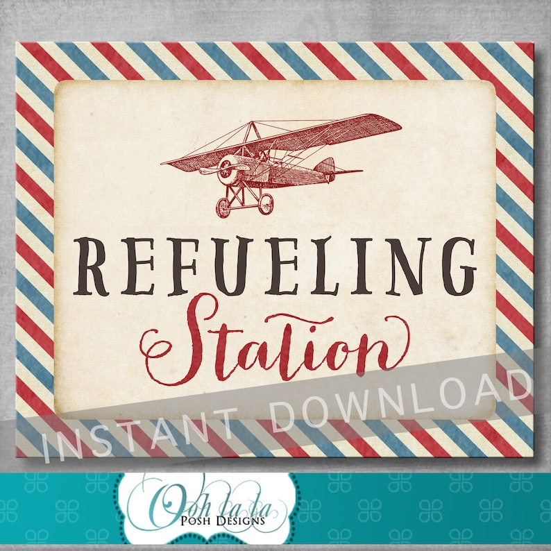Refueling Station Sign 8x10 inches Vintage Airplane | Etsy