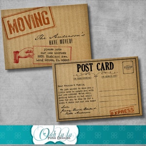 Moving Announcement / Change of Address Cards - Cardboard - DIY - Printable - Customizable