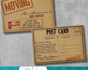 Moving Announcement / Change of Address Cards - Cardboard - DIY - Printable - Customizable