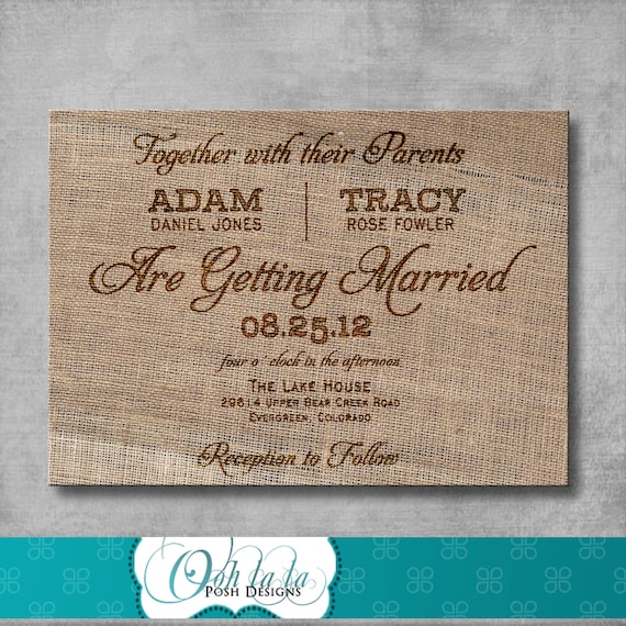 Rustic Burlap Wedding Invitation Diy Printable Etsy