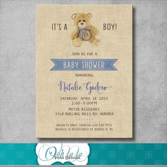 Vintage Teddy Bear Baby Shower Invitations 3