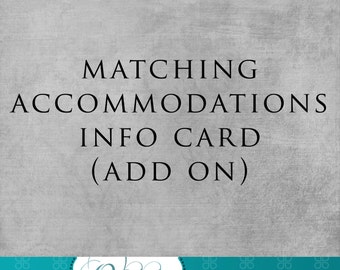 Matching Accommodation Card - Add On - DIY - Printable - Digital